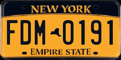 NY license plate FDM0191