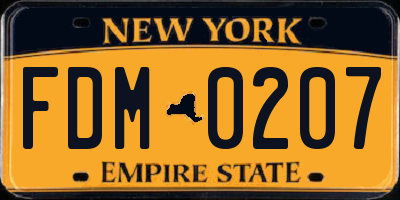NY license plate FDM0207