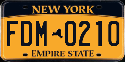 NY license plate FDM0210