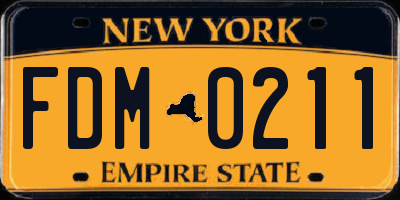 NY license plate FDM0211