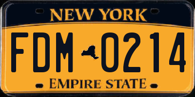 NY license plate FDM0214