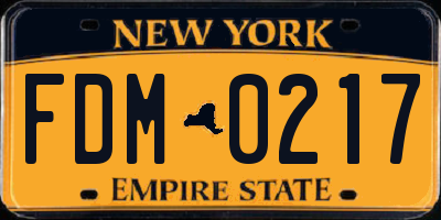 NY license plate FDM0217
