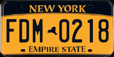 NY license plate FDM0218