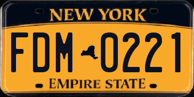 NY license plate FDM0221