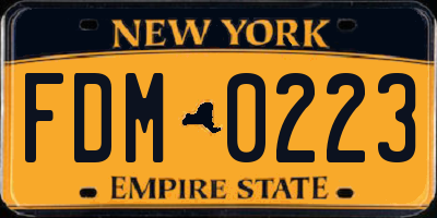 NY license plate FDM0223