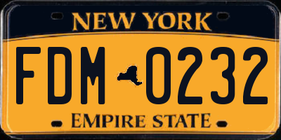 NY license plate FDM0232