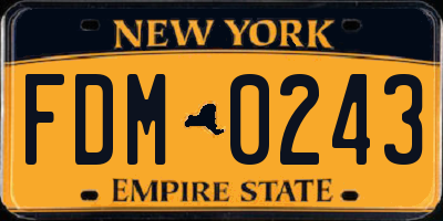 NY license plate FDM0243
