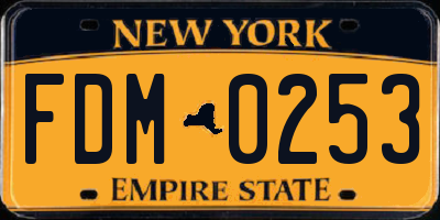 NY license plate FDM0253