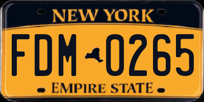 NY license plate FDM0265