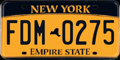 NY license plate FDM0275