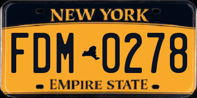 NY license plate FDM0278