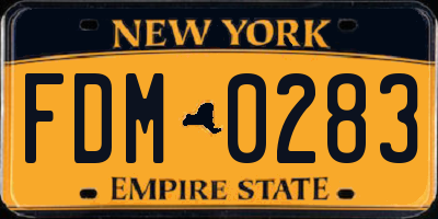 NY license plate FDM0283