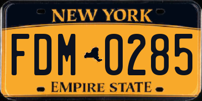 NY license plate FDM0285