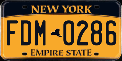 NY license plate FDM0286