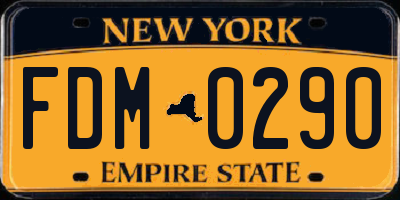 NY license plate FDM0290