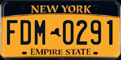 NY license plate FDM0291