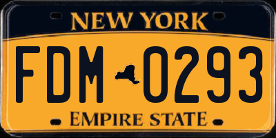 NY license plate FDM0293