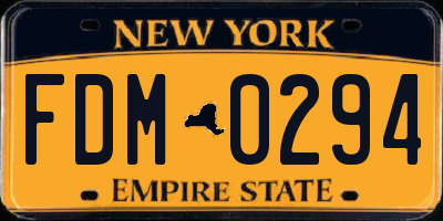 NY license plate FDM0294
