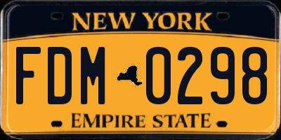 NY license plate FDM0298