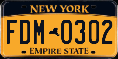 NY license plate FDM0302