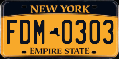 NY license plate FDM0303