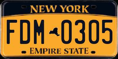 NY license plate FDM0305