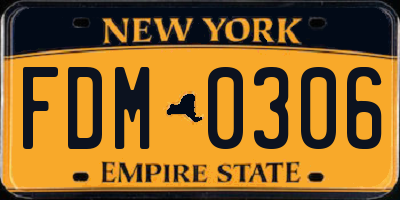 NY license plate FDM0306