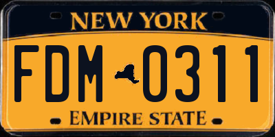 NY license plate FDM0311