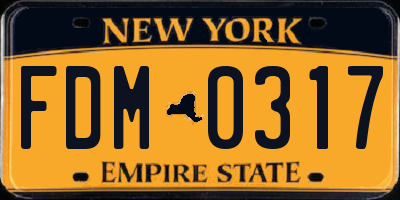 NY license plate FDM0317