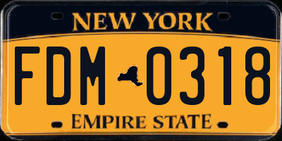 NY license plate FDM0318