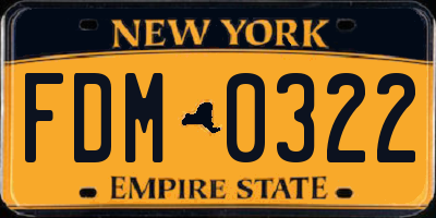 NY license plate FDM0322