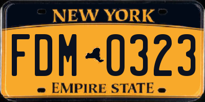 NY license plate FDM0323