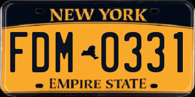 NY license plate FDM0331