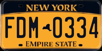 NY license plate FDM0334