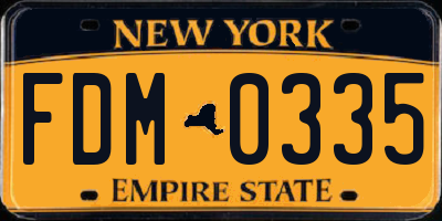 NY license plate FDM0335