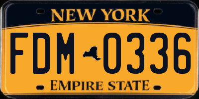 NY license plate FDM0336