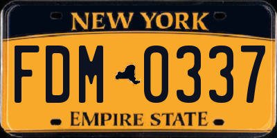 NY license plate FDM0337