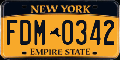 NY license plate FDM0342