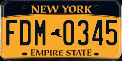 NY license plate FDM0345