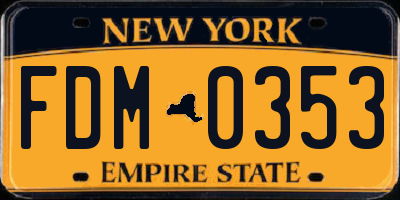 NY license plate FDM0353