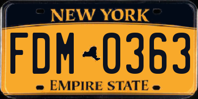 NY license plate FDM0363