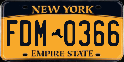NY license plate FDM0366