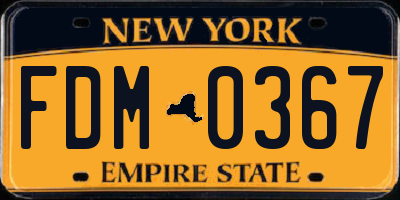 NY license plate FDM0367