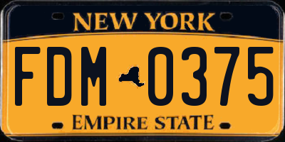 NY license plate FDM0375