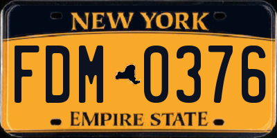 NY license plate FDM0376