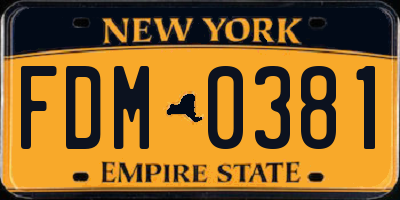 NY license plate FDM0381