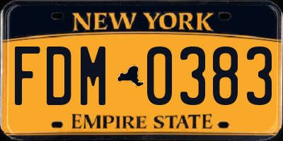NY license plate FDM0383
