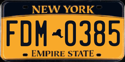 NY license plate FDM0385