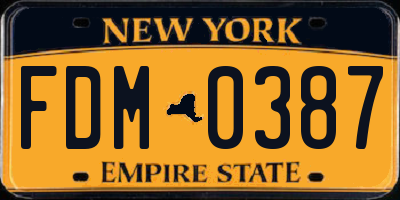 NY license plate FDM0387