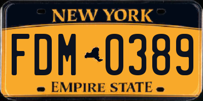 NY license plate FDM0389